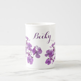Tasse En Porcelaine Customizable Becky name purple floral retro style