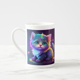Tasse En Porcelaine Cute Colorful Chat Artwork numérique-79827