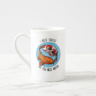 Tasse En Porcelaine Cute Koi Carp J'Ai Besoin De Café Comme Le Poisson