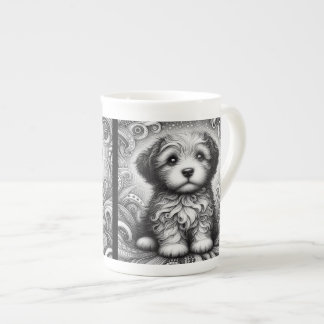 Tasse En Porcelaine Cute puppy in black and white