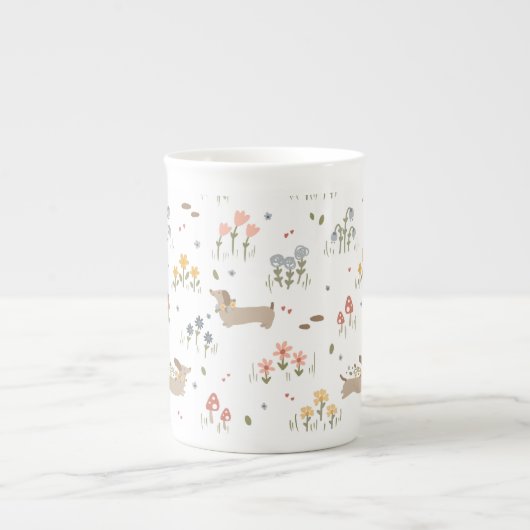Tasse En Porcelaine Dachshund Lover Weiner Chien Saucisse Chien Fleur (Devant)