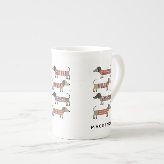 Tasse En Porcelaine Dachshund Sausage Chien Personnalisé (Devant droit)