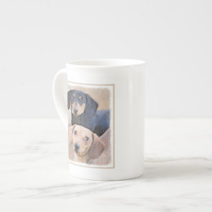 Tasse En Porcelaine Dachshund (Smooth) Peinture - Art Chien original