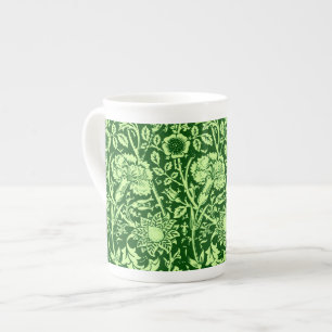Tasse En Porcelaine Damas Art Nouveau Œillet, Vert Forêt