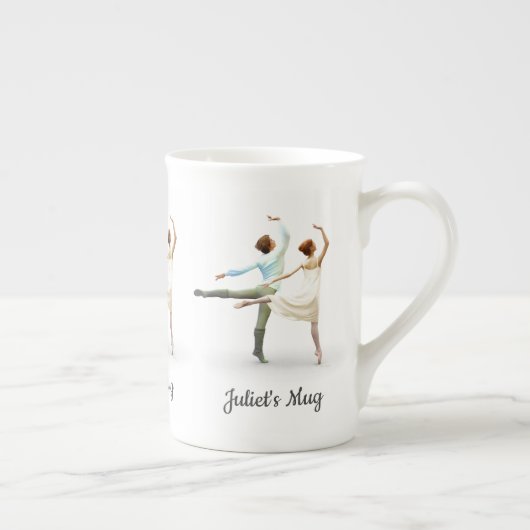 Tasse En Porcelaine Danseurs romantiques avec votre propre nom ou text (Droite)