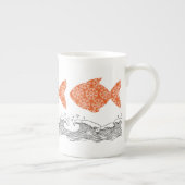 Tasse en porcelaine de Bone Fish & Waves côtière (Droite)