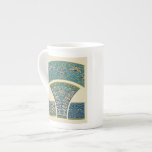 Tasse En Porcelaine Designs orientaux bleus avec facettes souriantes