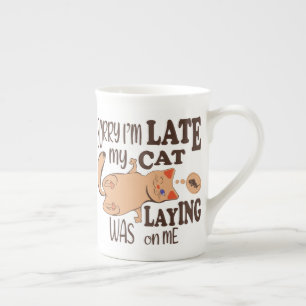 Tasse En Porcelaine Désolé je suis en retard mon chat était allongé su