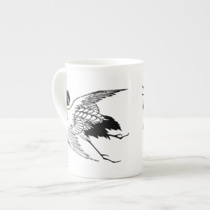 Tasse En Porcelaine Dessin japonais vintage d'une grue