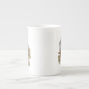 Tasse En Porcelaine Deux faucons sur une mignonne de branche