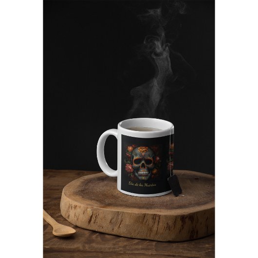 Tasse En Porcelaine Dia de los Muertos peint crâne personnalisable