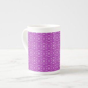 Tasse En Porcelaine Diamants damassés médiévaux, violet améthyste