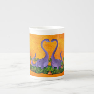 Tasse En Porcelaine Dinosaures mignons et romantiques