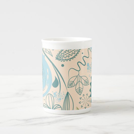 Tasse En Porcelaine Doodles de fleurs (Devant)