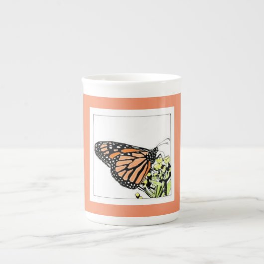 tasse en porcelaine d'os de papillon monarque (Devant)