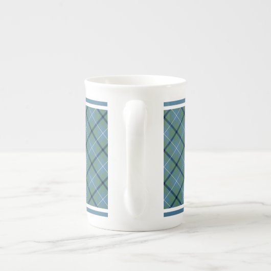 Tasse En Porcelaine Douglas Famille Ancienne Tartan Bleu clair Plaid (Dos)