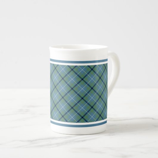 Tasse En Porcelaine Douglas Famille Ancienne Tartan Bleu clair Plaid (Devant droit)