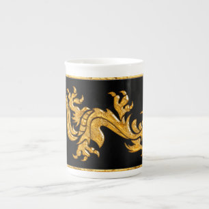 Tasse En Porcelaine Dragon oriental d'or 03
