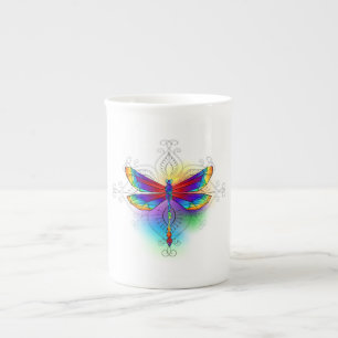 Tasse En Porcelaine Dragonfly en arc-en-ciel