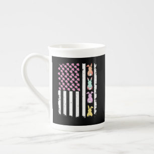 Tasse En Porcelaine Drapeau américain avec lapin pour le jour de Pâque
