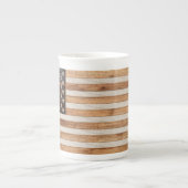 Tasse En Porcelaine Drapeau américain en bois rustique (Devant)