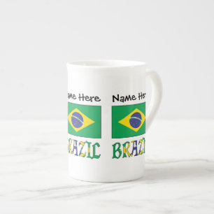Tasse En Porcelaine Drapeau Brésilien Personnalisé Nom Brésil 