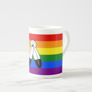 Tasse En Porcelaine Drapeau de fierté bispirituel de SlipperyJoe's sym
