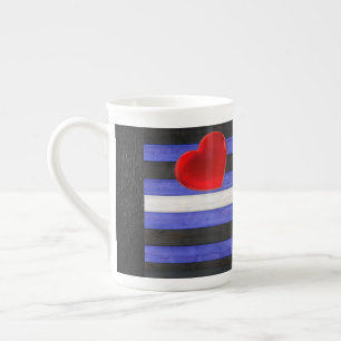 Tasse En Porcelaine Drapeau de fierté en cuir SlipperyJoe's noir bleu