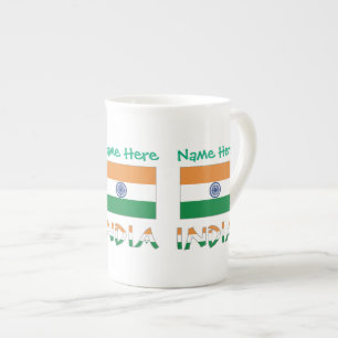 Tasse En Porcelaine Drapeau de l'Inde personnalisé avec nom