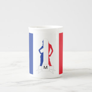 Tasse En Porcelaine Drapeau français et monogramme fille