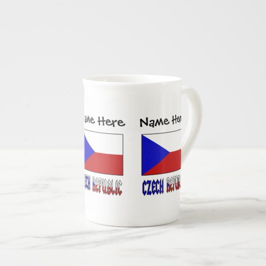 Tasse En Porcelaine Drapeau tchèque et tchèque Personnalisé (Devant droit)