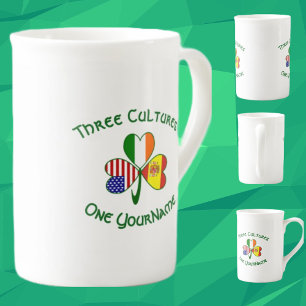 Tasse En Porcelaine Drapeaux Espagne Irlande États-Unis Trèfle Votre N