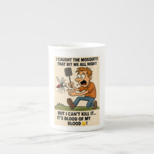 Tasse En Porcelaine Drôle dessin de moustique - Bogue Chase avec eau