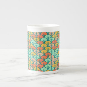 Tasse En Porcelaine Echelle de poisson géométrique moderne et colorée