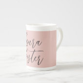 Tasse En Porcelaine Écriture manuscrite classique Nom élégant Rose Gol (Devant droit)