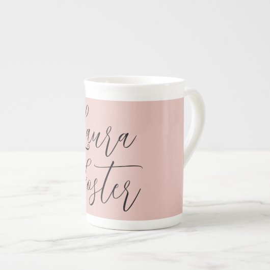 Tasse En Porcelaine Écriture manuscrite classique Nom élégant Rose Gol (Devant droit)