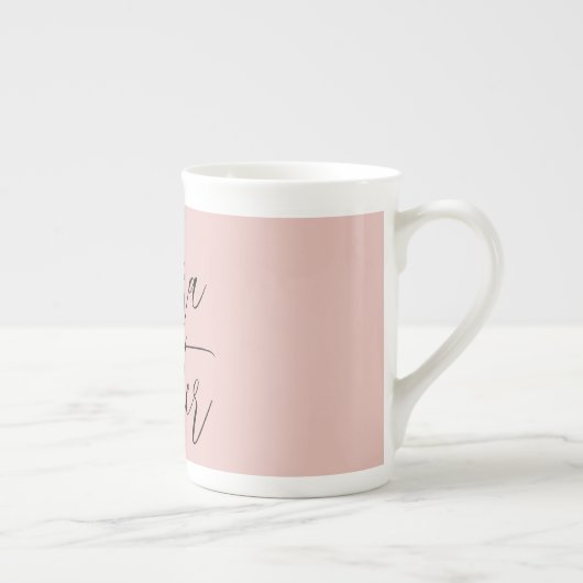 Tasse En Porcelaine Écriture manuscrite classique Nom élégant Rose Gol (Droite)