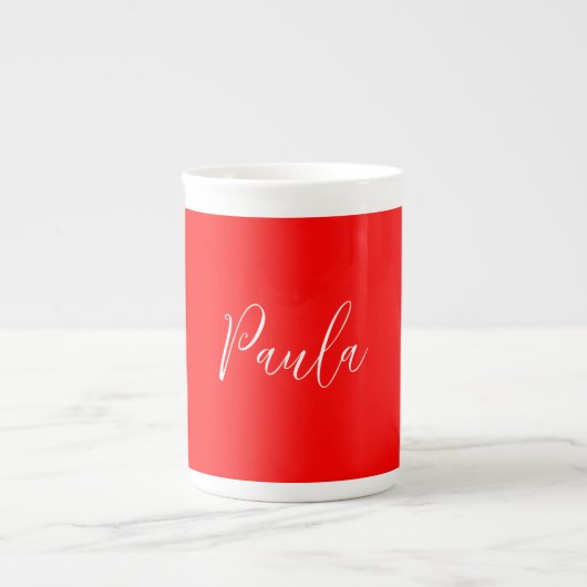 Tasse En Porcelaine Écriture manuscrite Nom élégant Couleur rouge Plai (Devant)