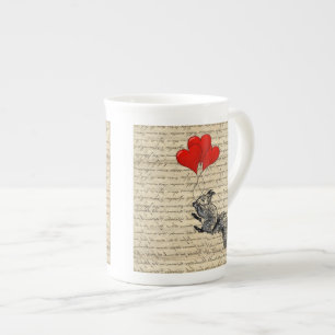 Tasse En Porcelaine Écureuil et ballons cardiaques