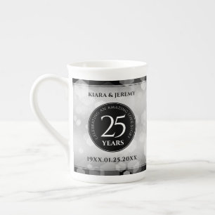 Tasse En Porcelaine Élégant 25e anniversaire de Mariage d'argent