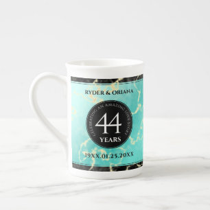 Tasse En Porcelaine Élégant 44ème anniversaire de Mariage turquoise