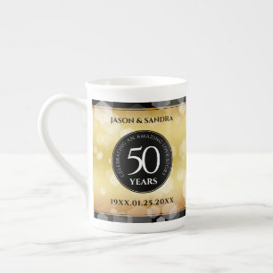 Tasse En Porcelaine Élégant 50e anniversaire de Mariage d'or