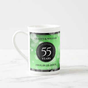 Tasse En Porcelaine Élégant 55e anniversaire de Mariage d'émeraude