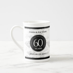 Tasse En Porcelaine Élégant 60e anniversaire de Mariage de diamant