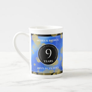 Tasse En Porcelaine Élégant 9e anniversaire Mariage Lapis Lazuli