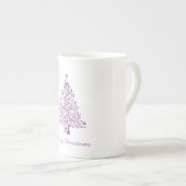 Tasse En Porcelaine Élégant arbre de Noël rose étoilé (Devant droit)
