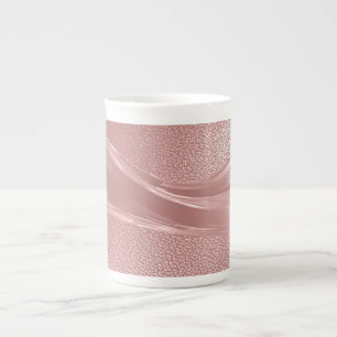 Tasse En Porcelaine Élégant Arrière - plan Rose Shimmer Avec Vague Mét
