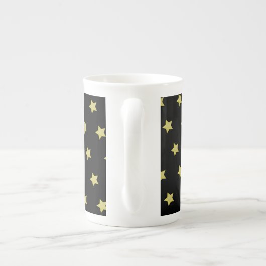 Tasse En Porcelaine Elegant Gold & Black Star Pattern Monogram (Dos)