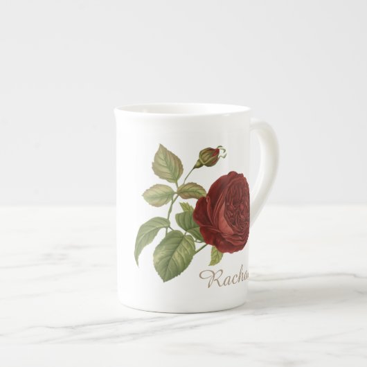 Tasse En Porcelaine Elegant Rose Personalised (Devant droit)