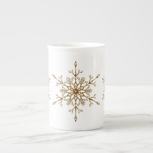 Tasse En Porcelaine Élégant Silver & Gold Parties scintillant Snowflak (Devant)